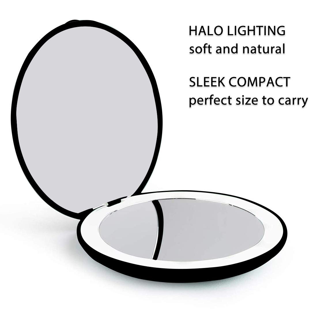 NEW-Vi Beauty Mirror Milishow Compact Mirror with LED Light specchio nero rosa