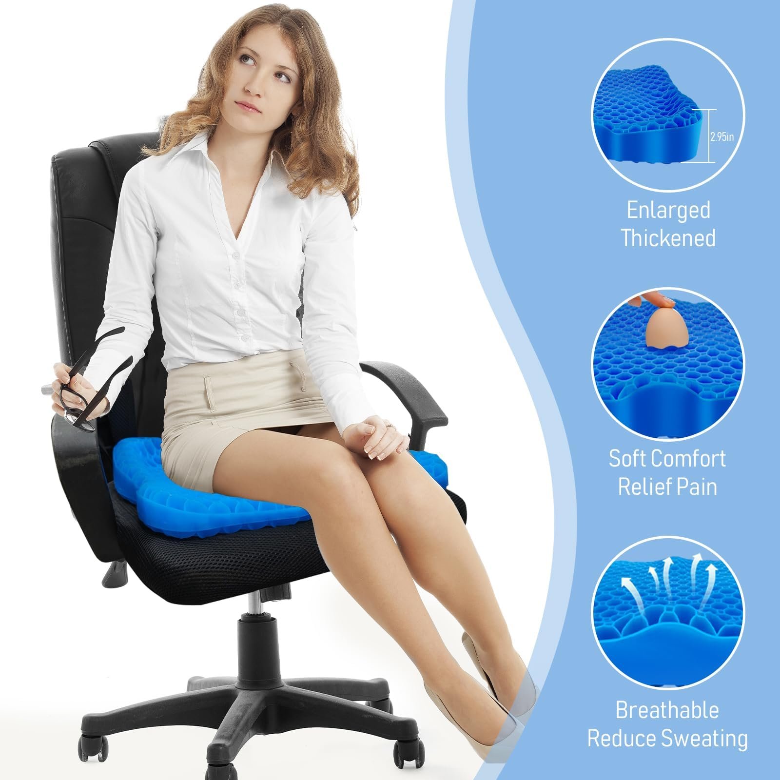 NEW-Vi Seat Cushion for Office cuscino seduta in gel a nido d’ape