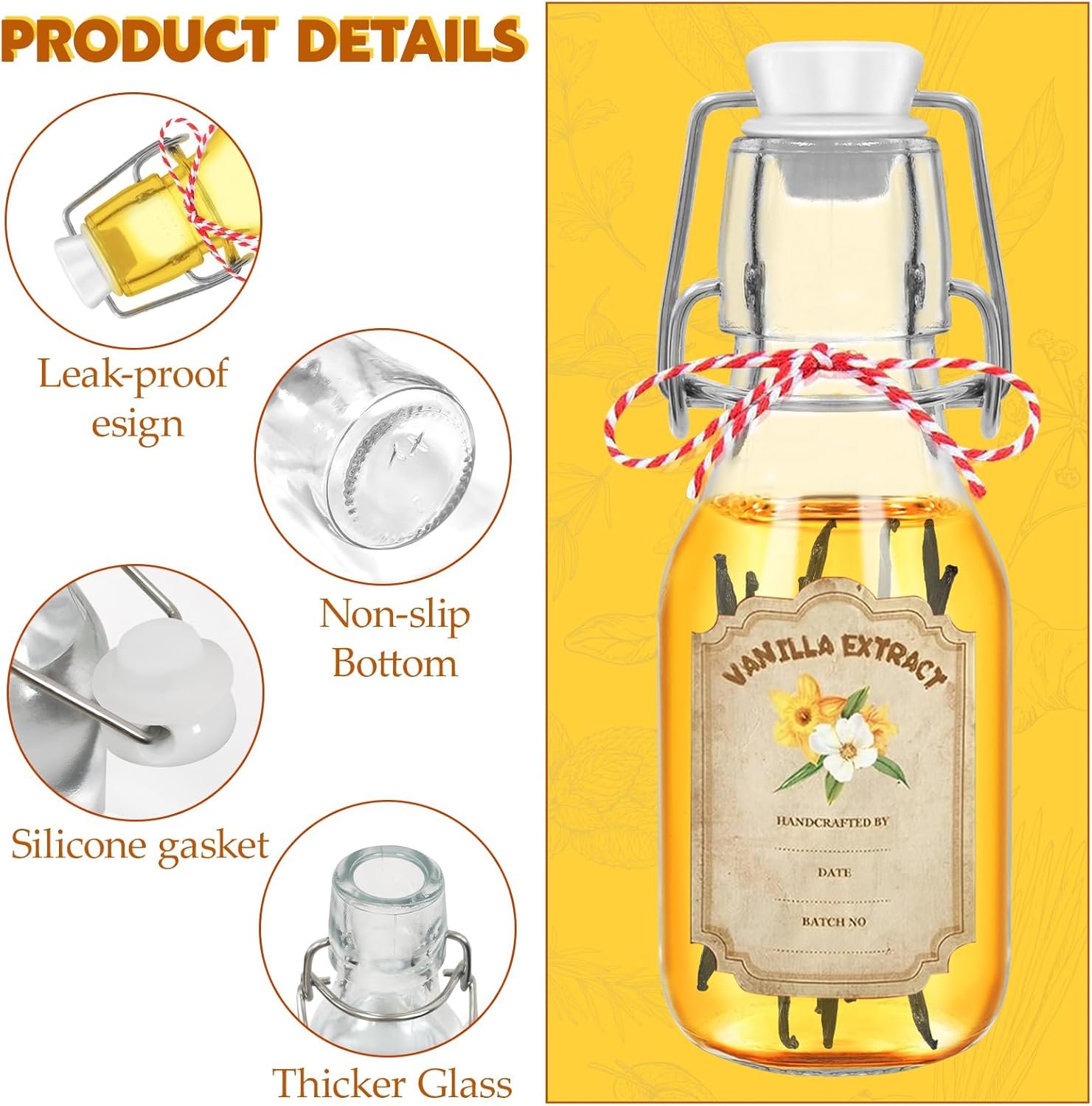 NEW-Vi Glass Bottles 4 oz bottiglie vetro swing top 20 pezzi