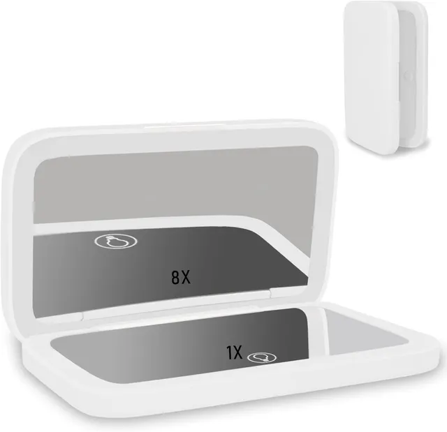 NEW-Vi Beauty Mirror specchio trucco da viaggio 1x/8x bianco