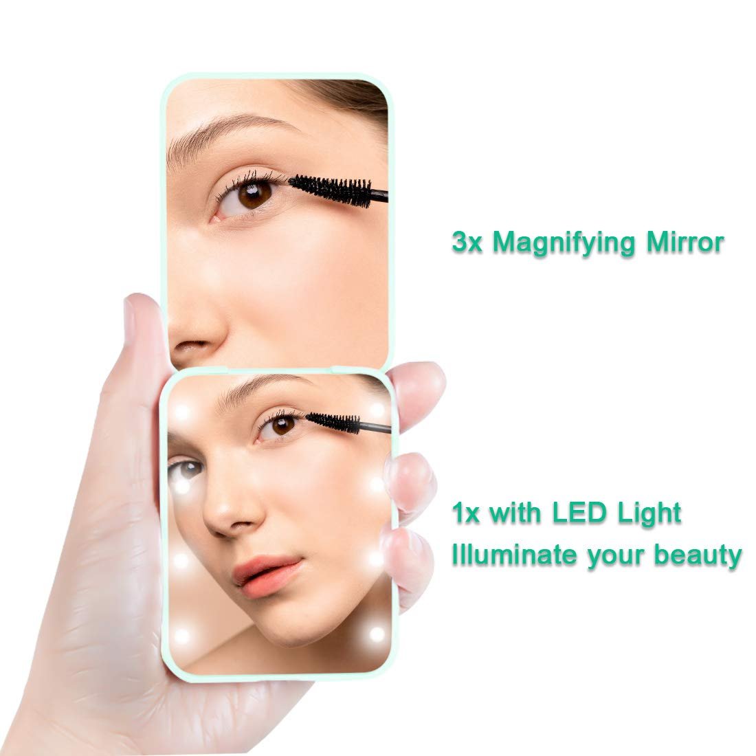 NEW-Vi Beauty Mirror Milishow specchio compatto LED ciano 1x 3x