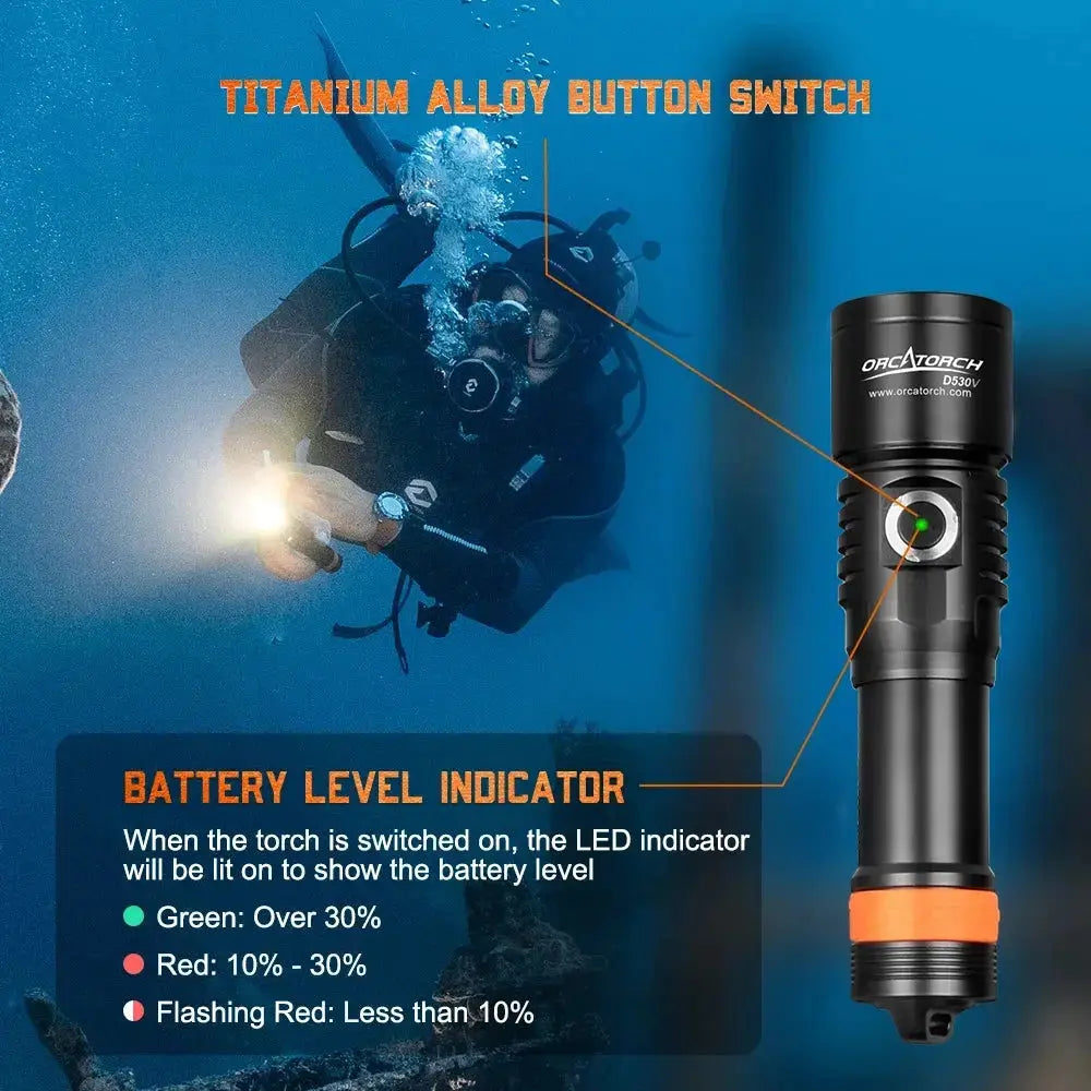 OrcaTorch U/W Photography D530V luce video subacquea 1200 lumen