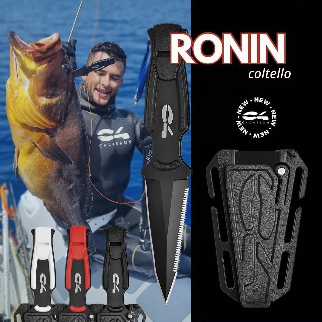 C4 Knives RONIN coltello subacqueo nero, lama 81 mm
