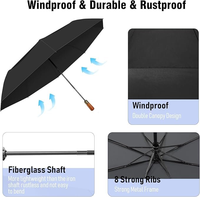 NEW-Vi Golf Umbrella ombrello da golf 54 pollici nero UV