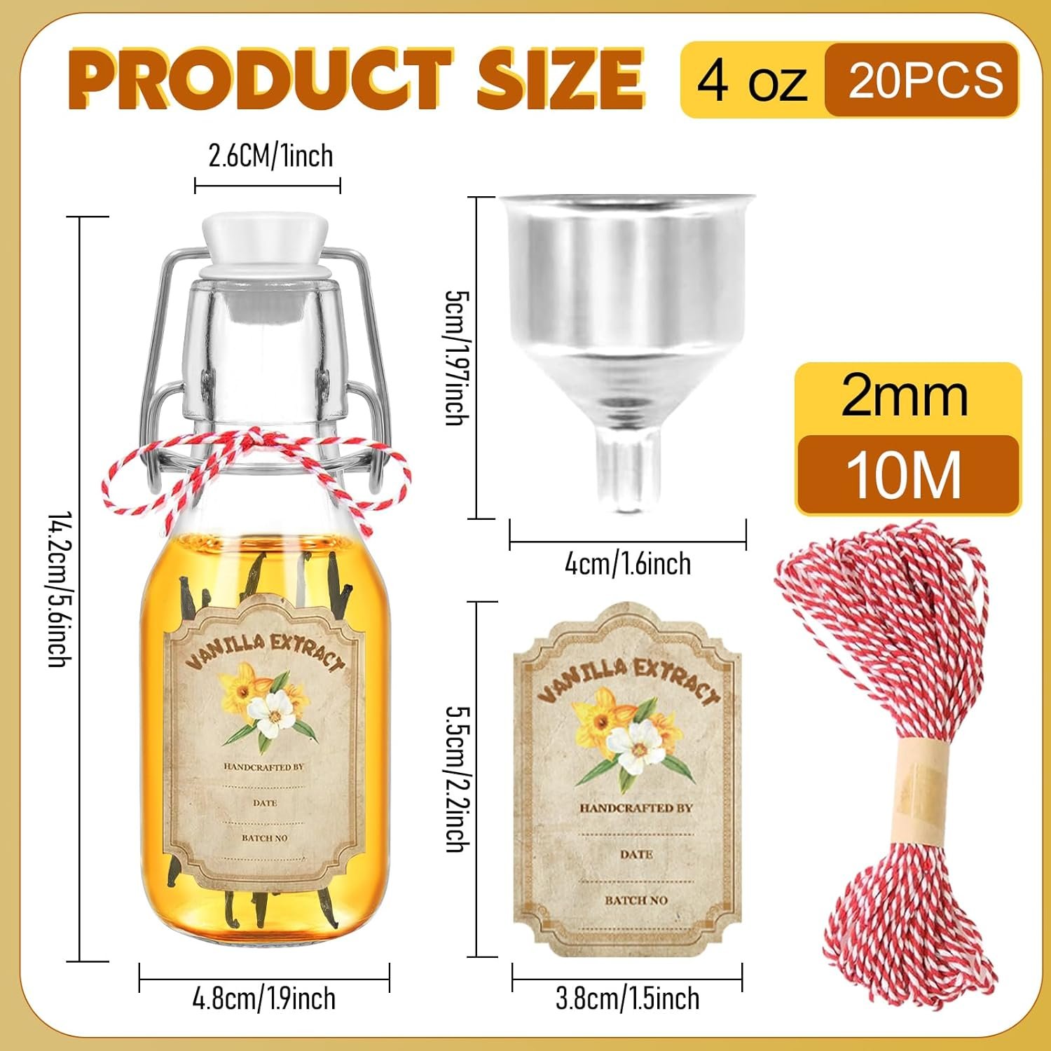 NEW-Vi Glass Bottles 4 oz bottiglie vetro swing top 20 pezzi