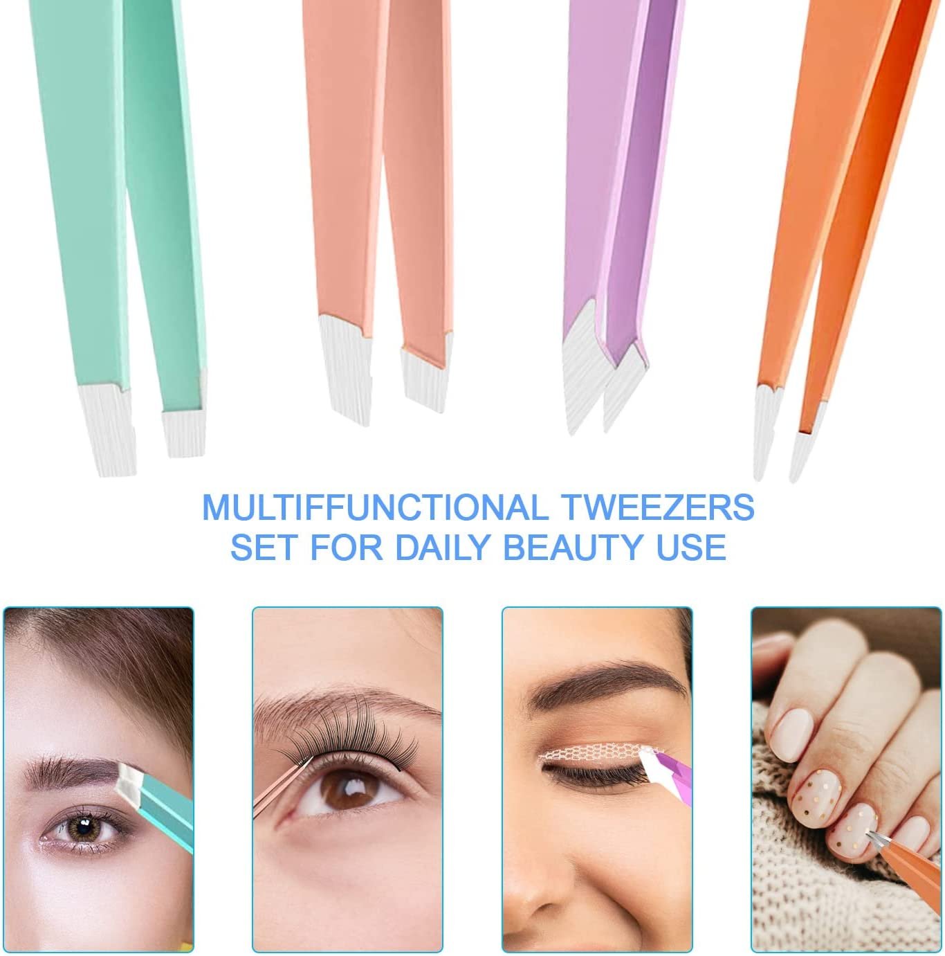 NEW-Vi Eyebrow Tweezer Set Milishow set pinzette sopracciglia 7 pezzi acciaio