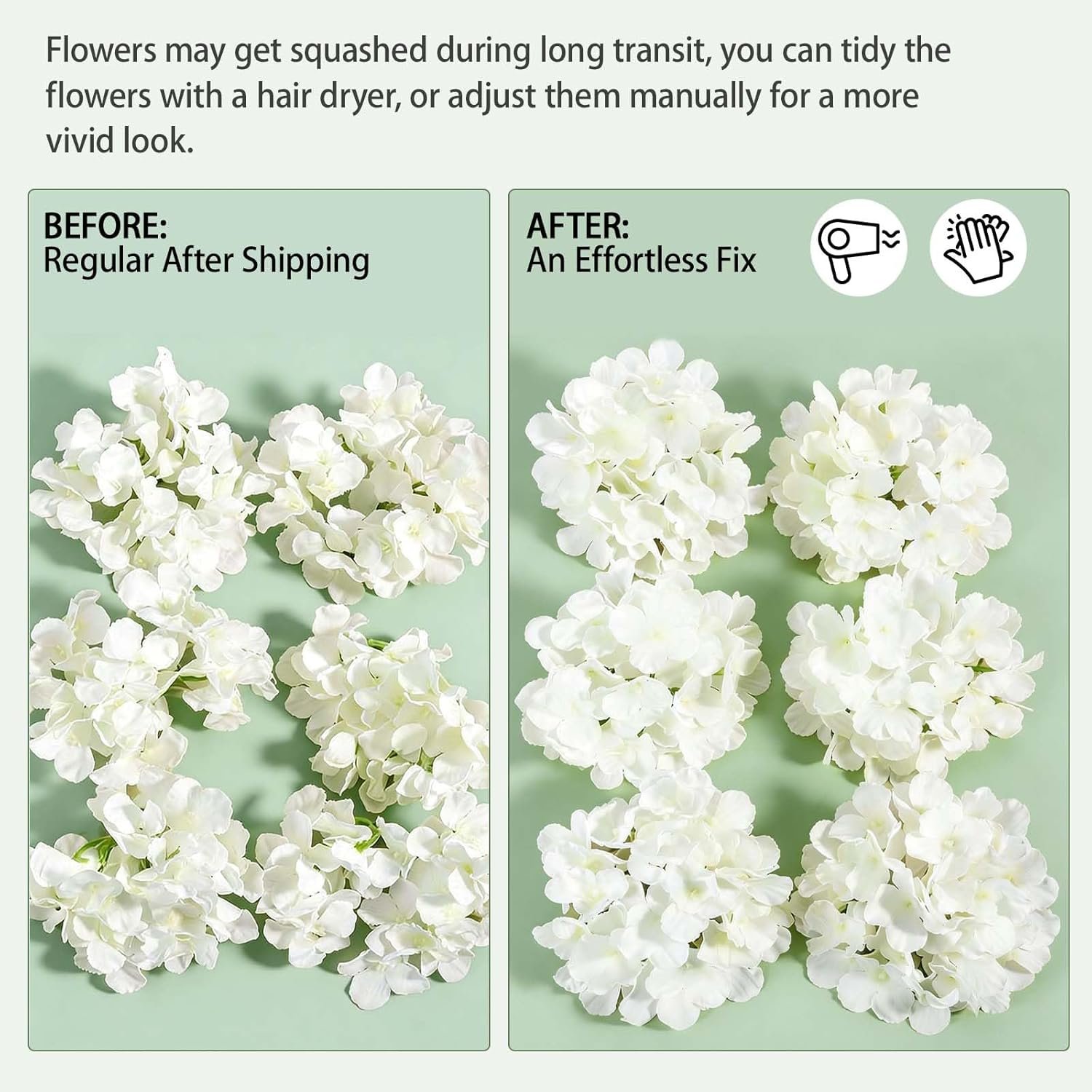 NEW-Vi Artificial Flowers ortensie artificiali bianche 100 pezzi