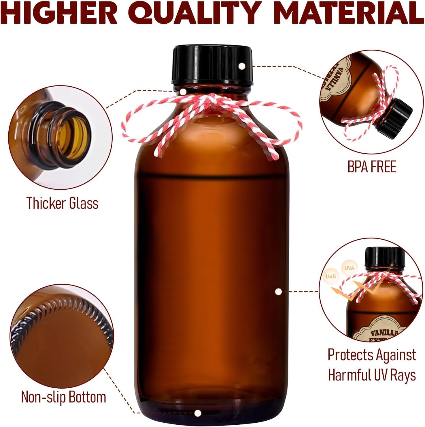 NEW-Vi Glass Bottles 4 oz bottiglie vetro ambra 8 pezzi