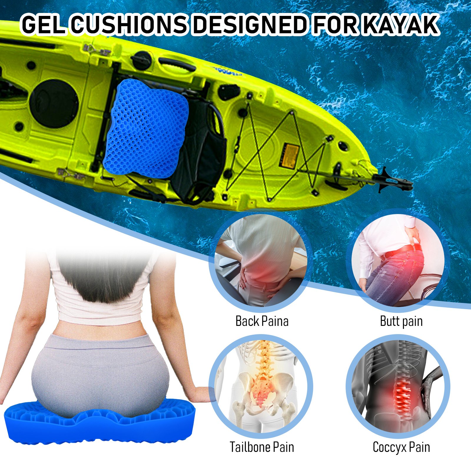 NEW-Vi Kayak Seat Cushion cuscino per kayak in gel antiscivolo
