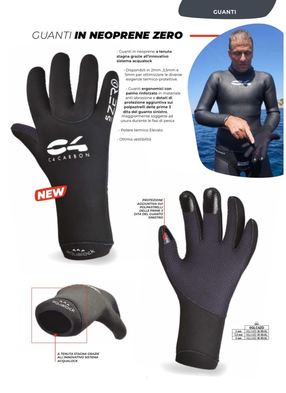 C4 Neoprene Accessories ZERO DRY guanti 3,5 mm stagni