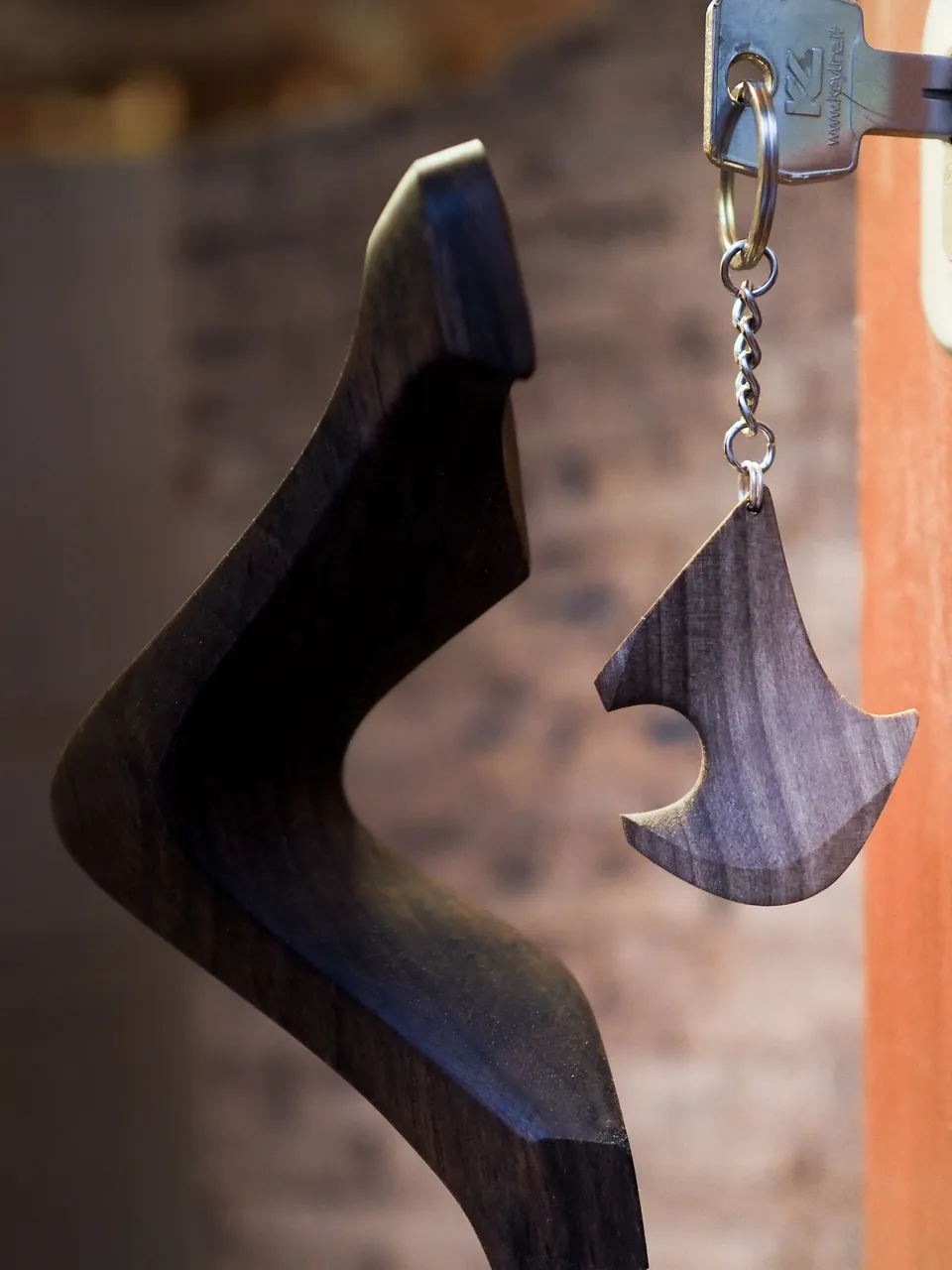 Il Forcolaio Matto Portachiavi Portachiavi 3D forcola in legno di noce