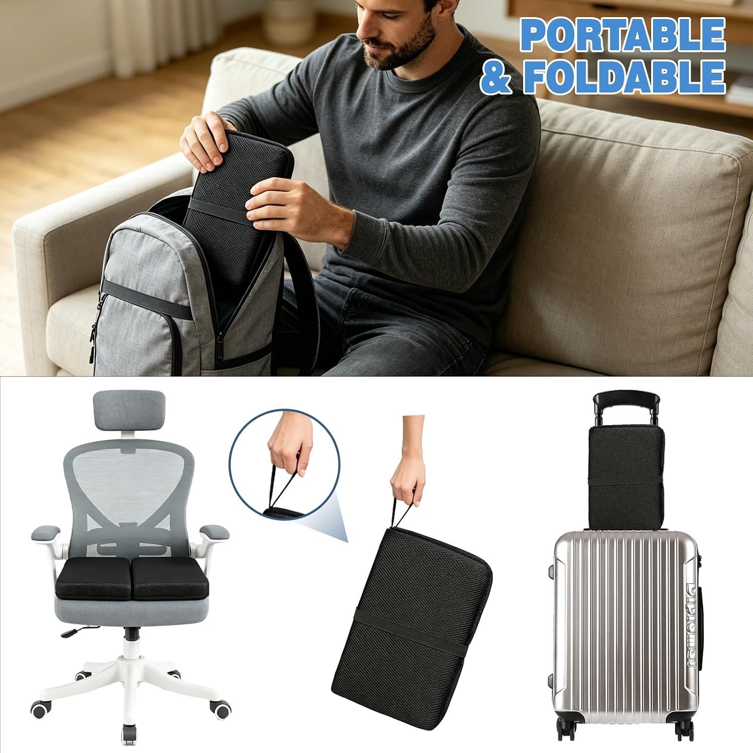 NEW-Vi Seat Cushion for Office Honeycomb Gel Seat Cushion 16 x 12 pollici pieghevole