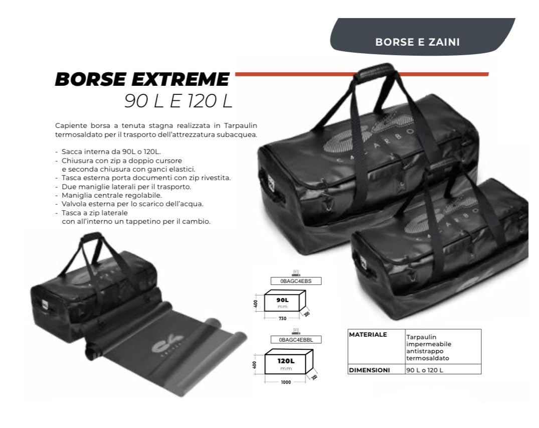 C4 Bags EXTREME 90 LT borsone sub 90 L scarico acqua