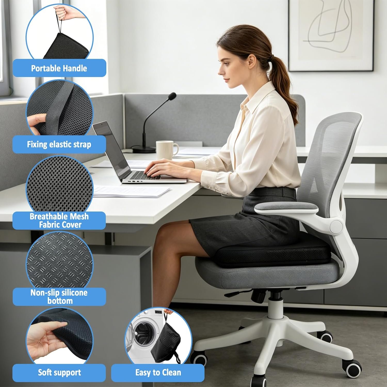 NEW-Vi Seat Cushion for Office Honeycomb Gel Seat Cushion 16 x 12 pollici pieghevole