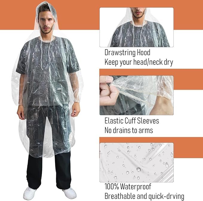 NEW-Vi Rain Ponchos poncho pioggia trasparente usa e getta