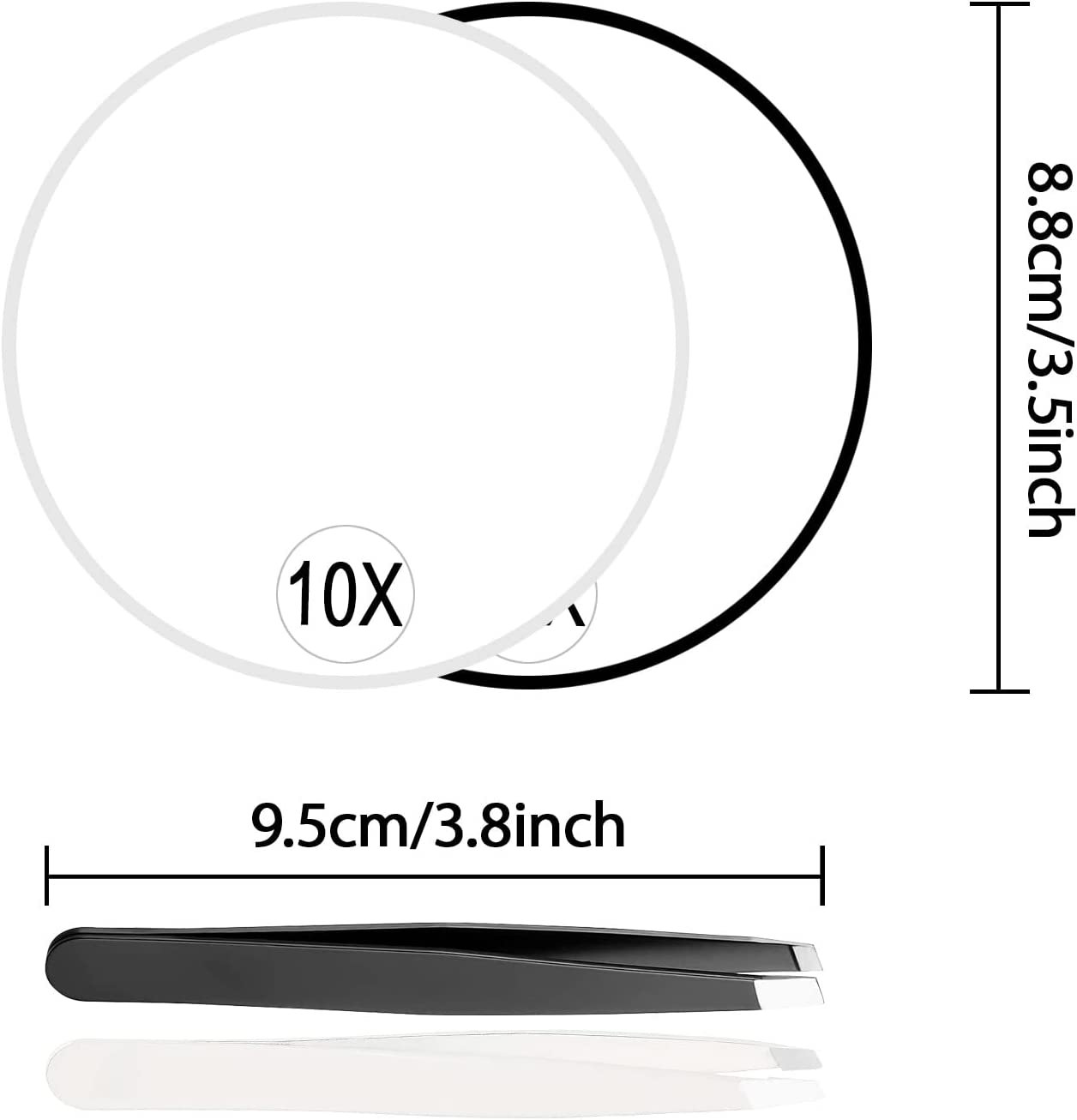 NEW-Vi Beauty Mirror Milishow Magnifying Mirror specchio 10x con pinzetta
