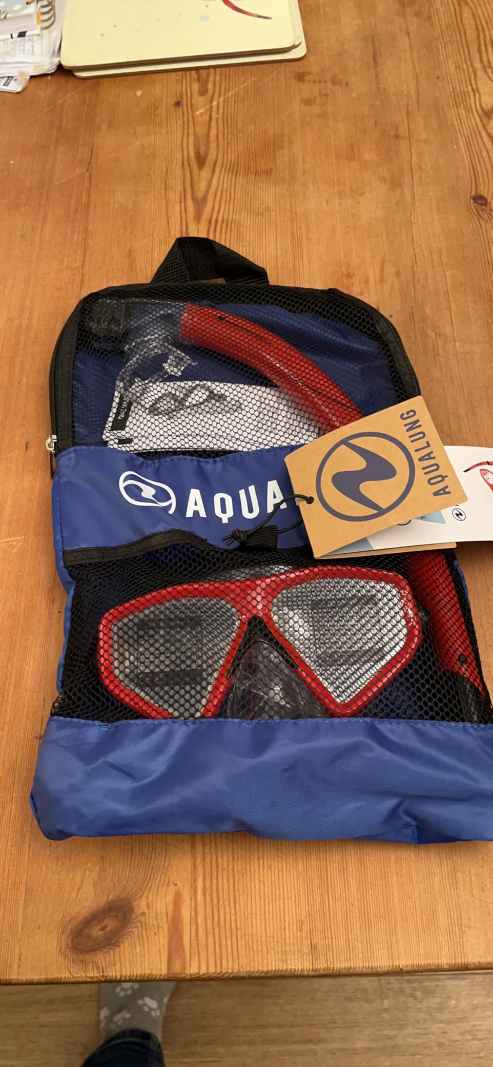 Aqualung Saturn combo snorkeling maschera e boccaglio rosso