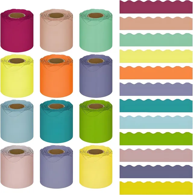NEW-Vi Bulletin Board Borders bordi per bacheca ondulati, 12 rotoli