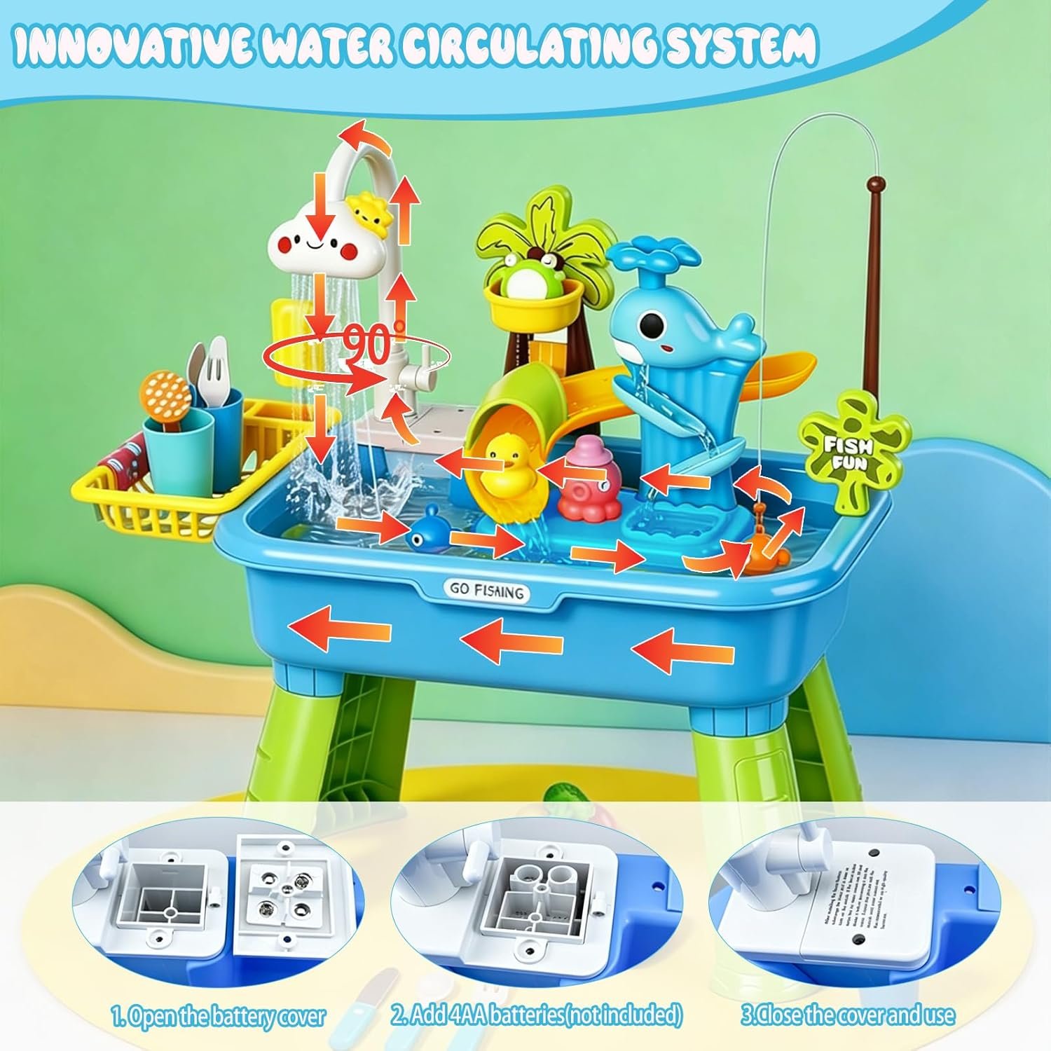 NEW-Vi Water Play Table tavolo acqua blu con pompa