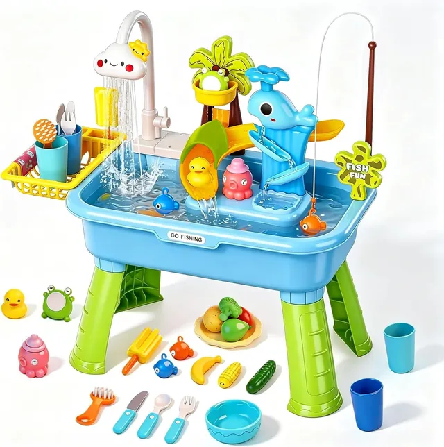 NEW-Vi Water Play Table tavolo acqua blu con pompa
