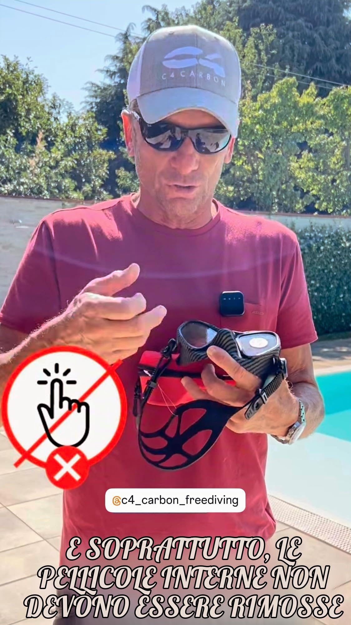 C4 Masks and Snorkels Falcon maschera nera antifog per apnea