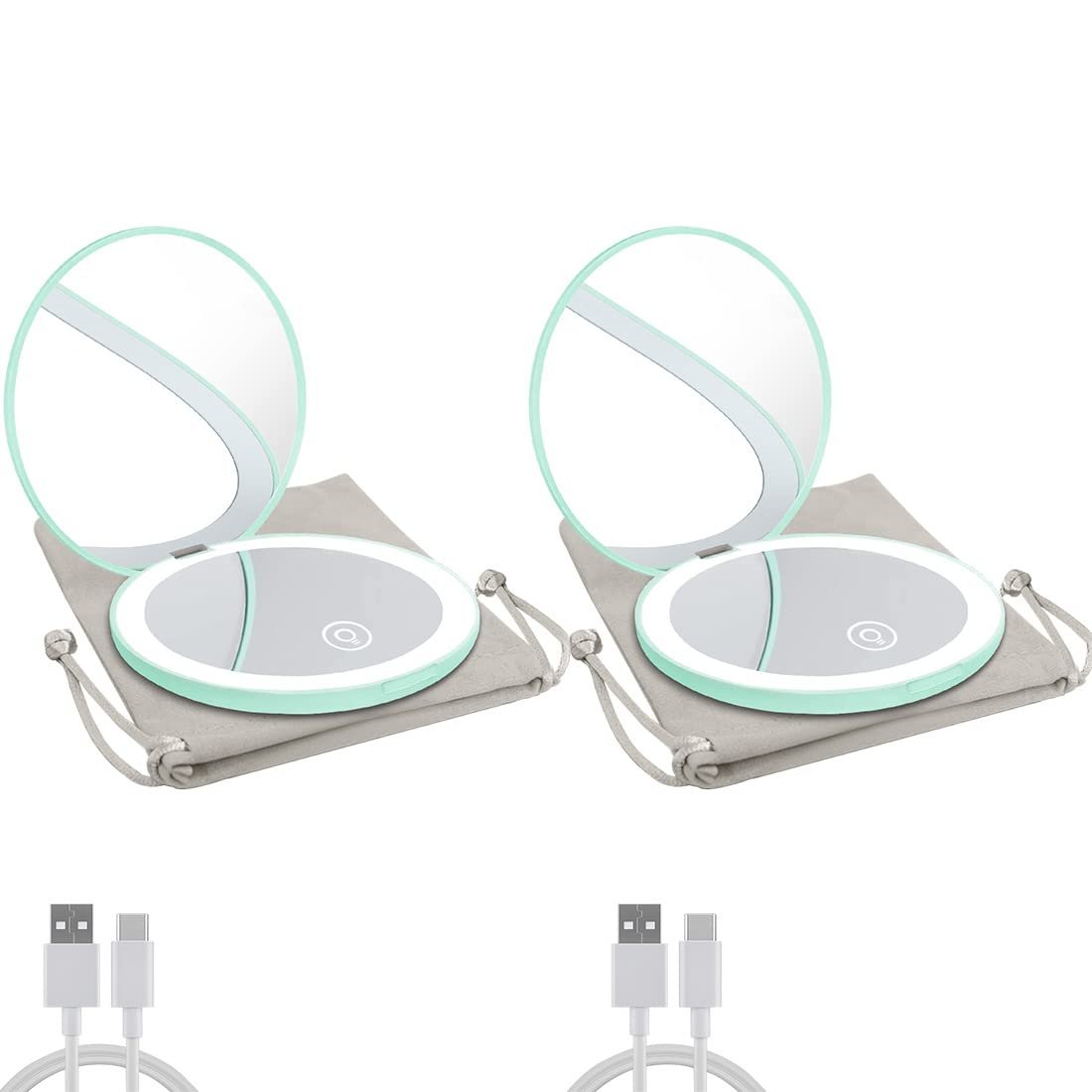 Milishow Beauty Mirror specchietto compatto LED ciano