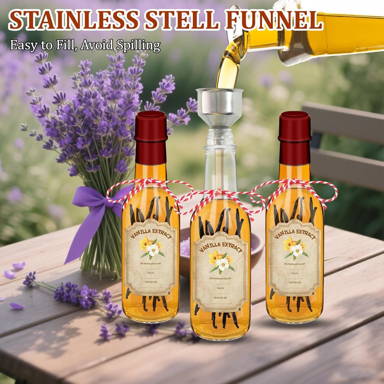 NEW-Vi Glass Bottles 5 oz bottiglie vetro 16 pezzi con imbuto