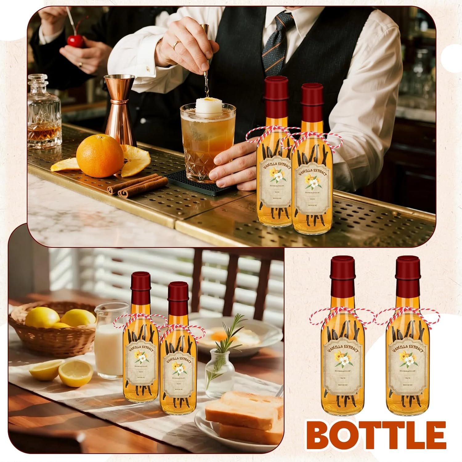 NEW-Vi Glass Bottles 5 oz bottiglie vetro 16 pezzi con imbuto