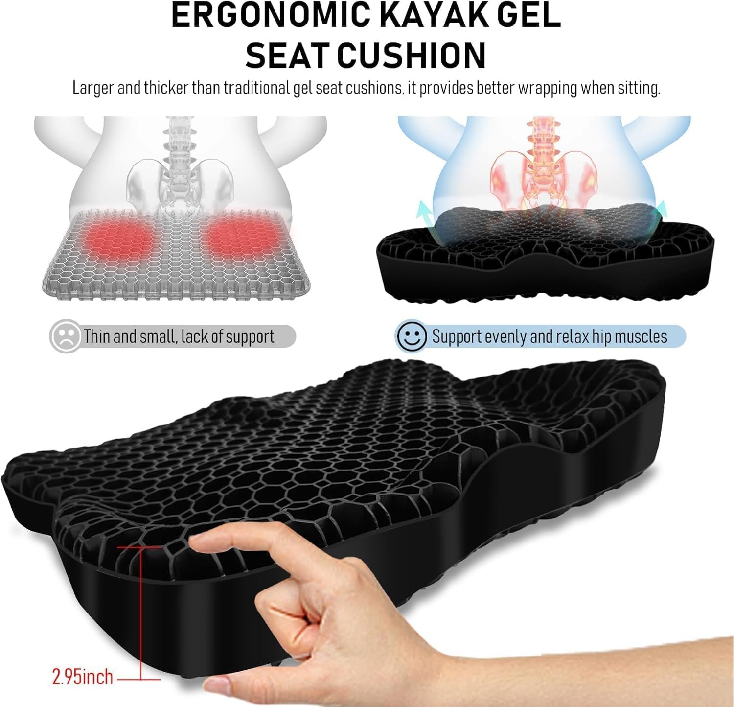 NEW-Vi Kayak Seat Cushion cuscino kayak in gel 7,5 cm impermeabile