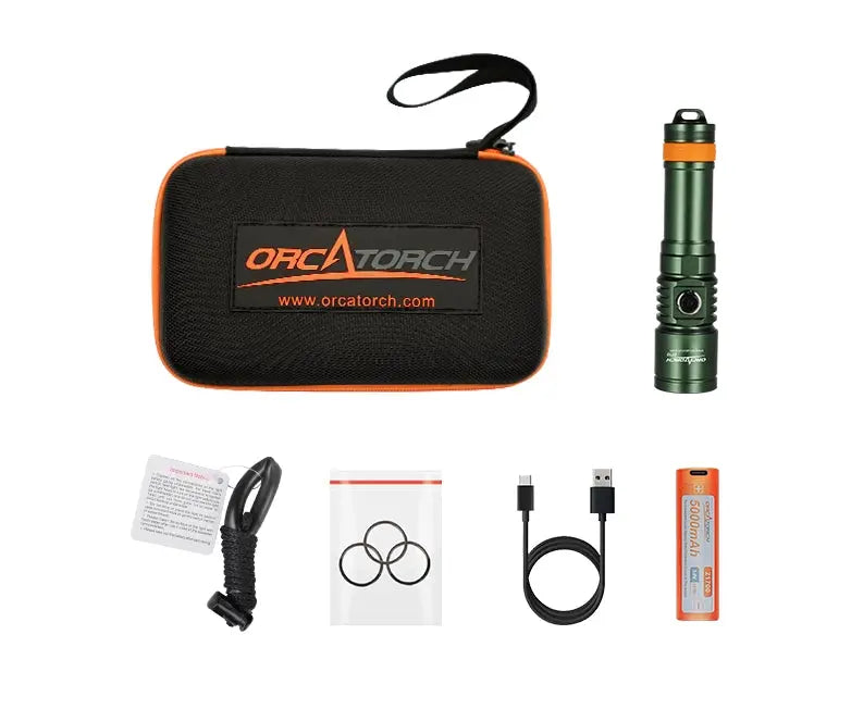 OrcaTorch Recreational Diving D710 torcia subacquea 3000 lumen nera 1 batteria