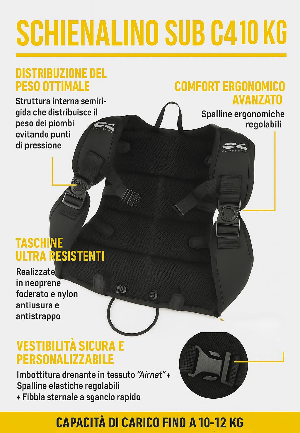 C4 Belts and Weights schienalino 10 kg S/M imbottito