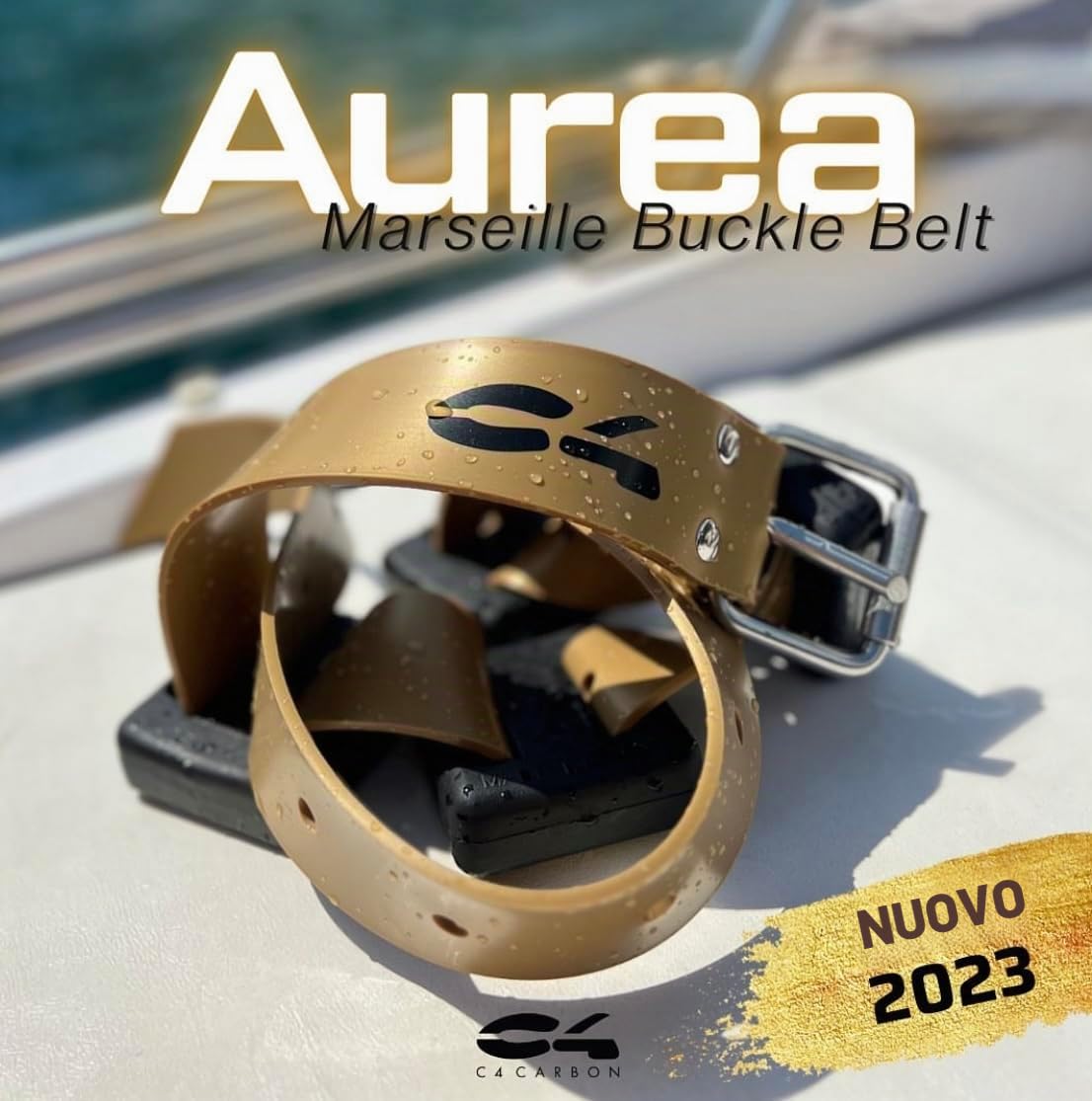 C4 Belts and Weights cintura per piombi Modello Marsigliese Oro 145 cm silicone