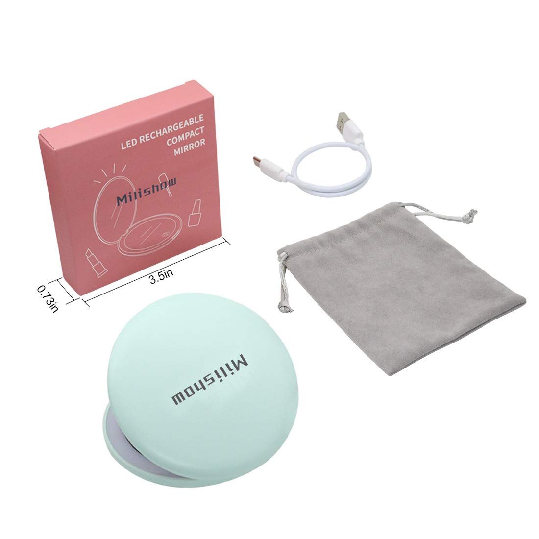 NEW-Vi Beauty Mirror Milishow LED Compact Mirror specchio compatto ciano