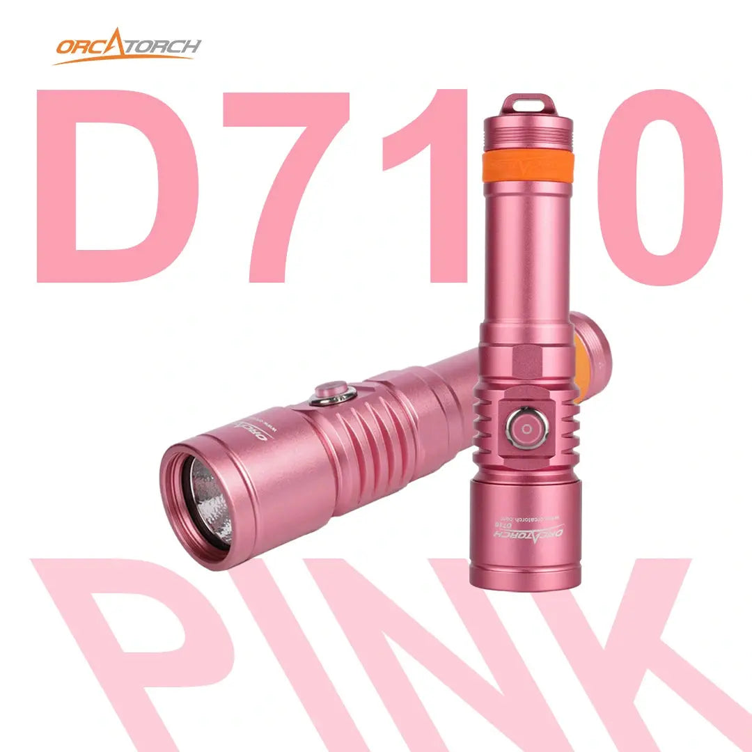 OrcaTorch Recreational Diving D710 torcia subacquea rosa 1 batteria 5000 mAh, fascio 6°