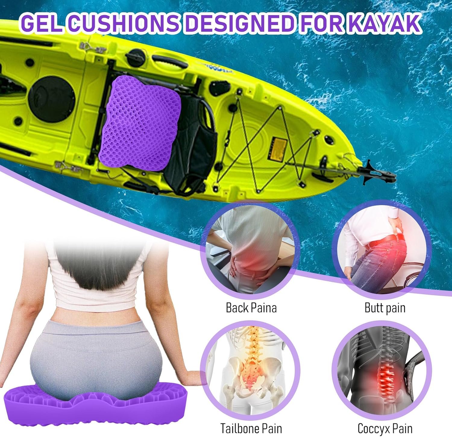 NEW-Vi Kayak Seat Cushion cuscino kayak gel impermeabile 7,5 cm