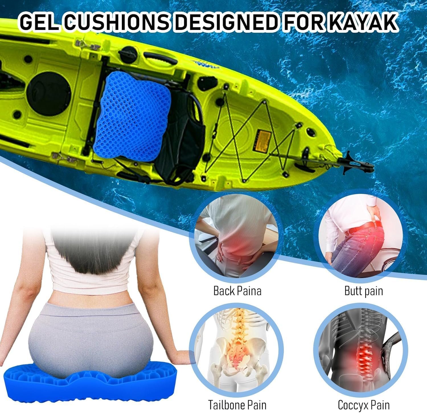 NEW-Vi Kayak Seat Cushion cuscino kayak gel impermeabile 7,5 cm