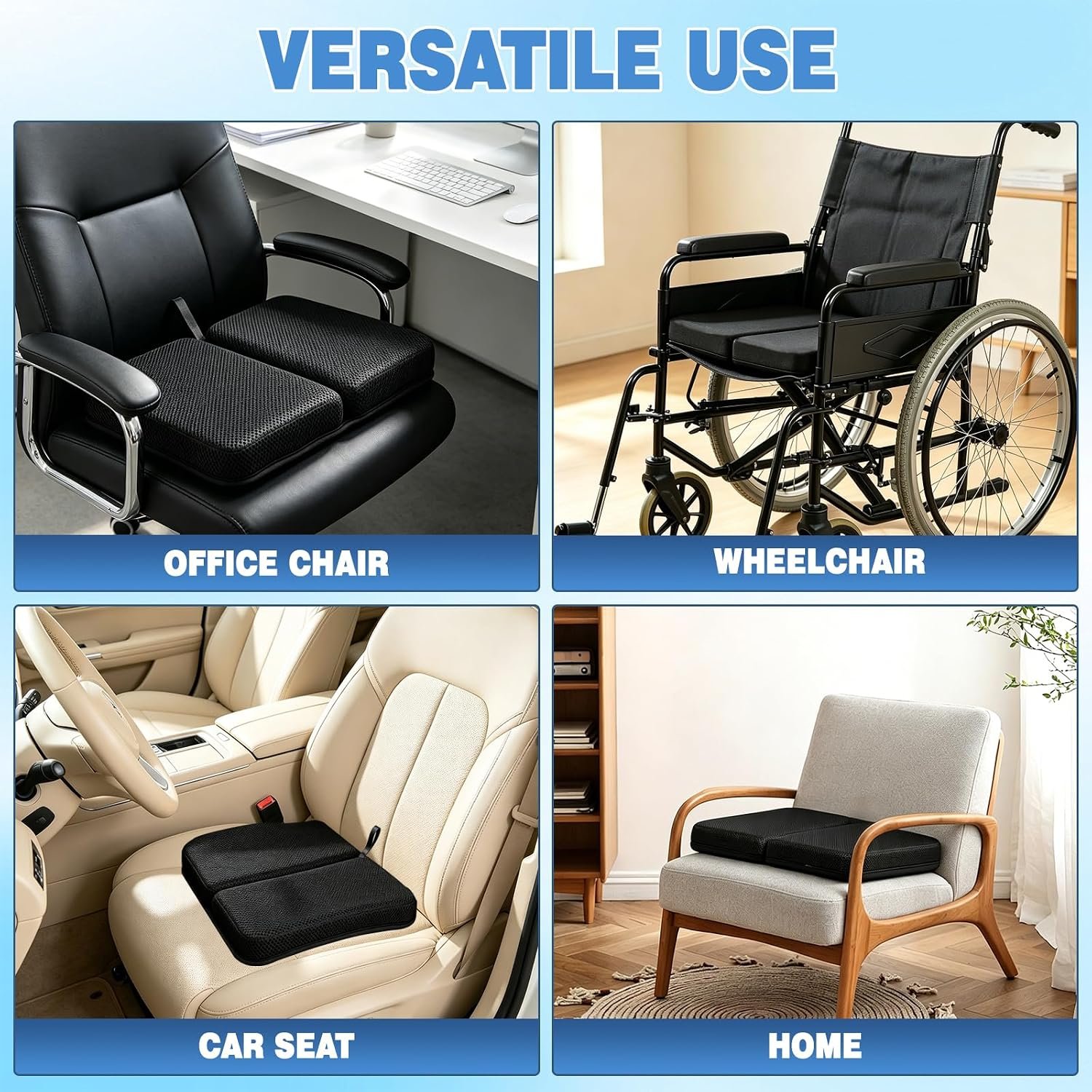 NEW-Vi Seat Cushion for Office cuscino da seduta pieghevole 16 x 12 pollici gel
