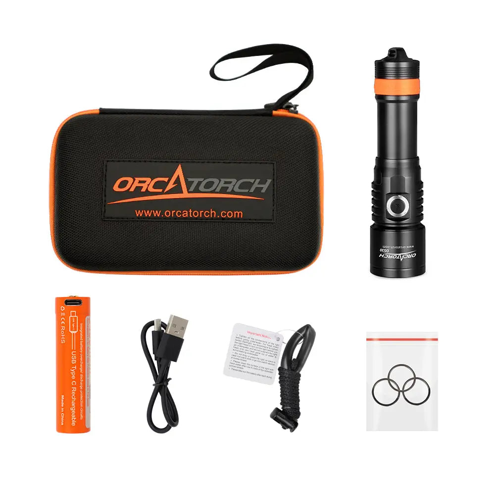 OrcaTorch Recreational Diving D530 torcia subacquea 1500 lumen LED bianco freddo 6500K SOS