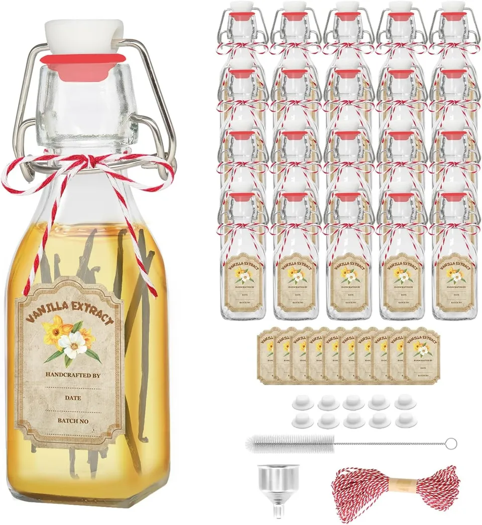 NEW-Vi Glass Bottles bottiglie in vetro 4 oz 20 pezzi con imbuto