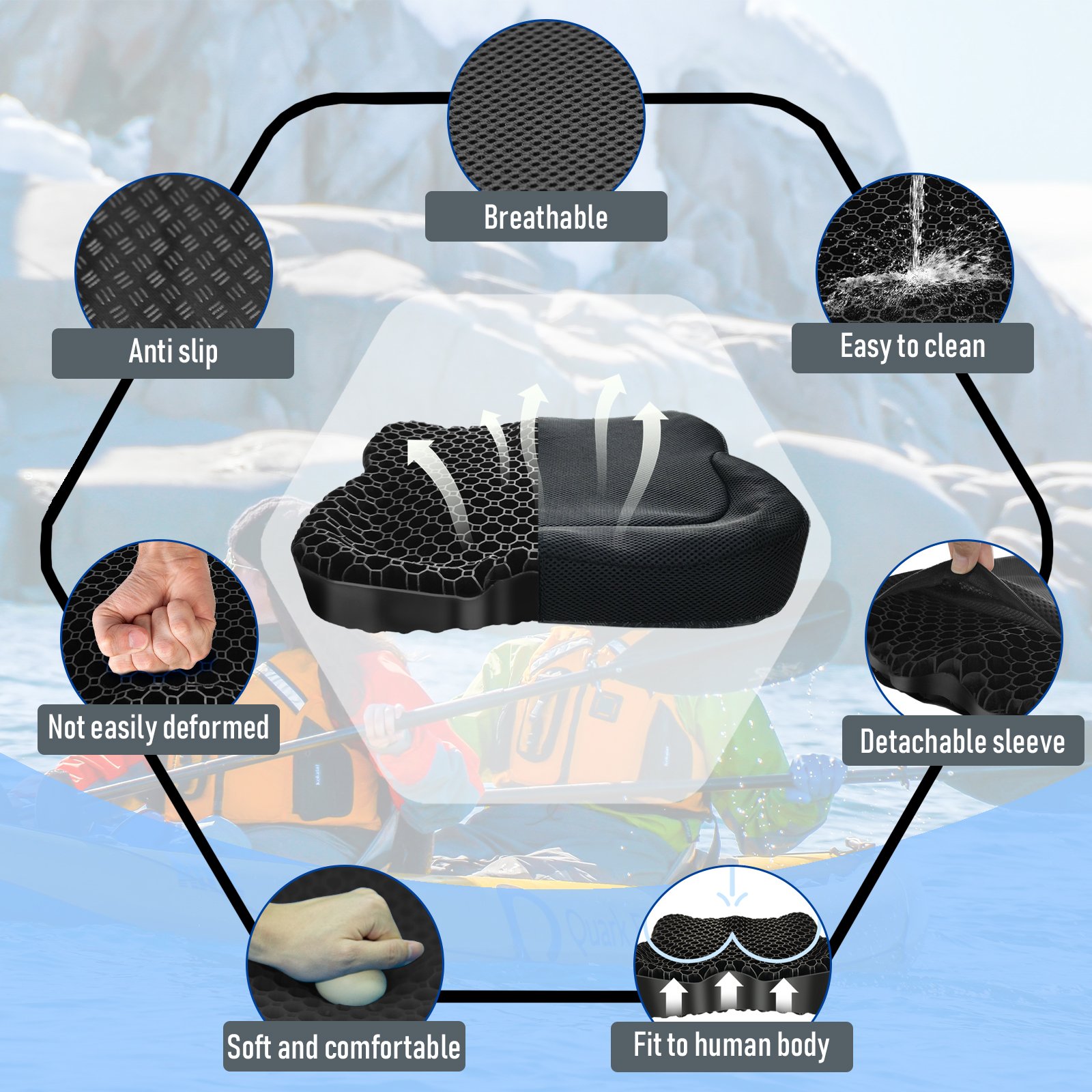 NEW-Vi Kayak Seat Cushion cuscino per kayak in gel antiscivolo