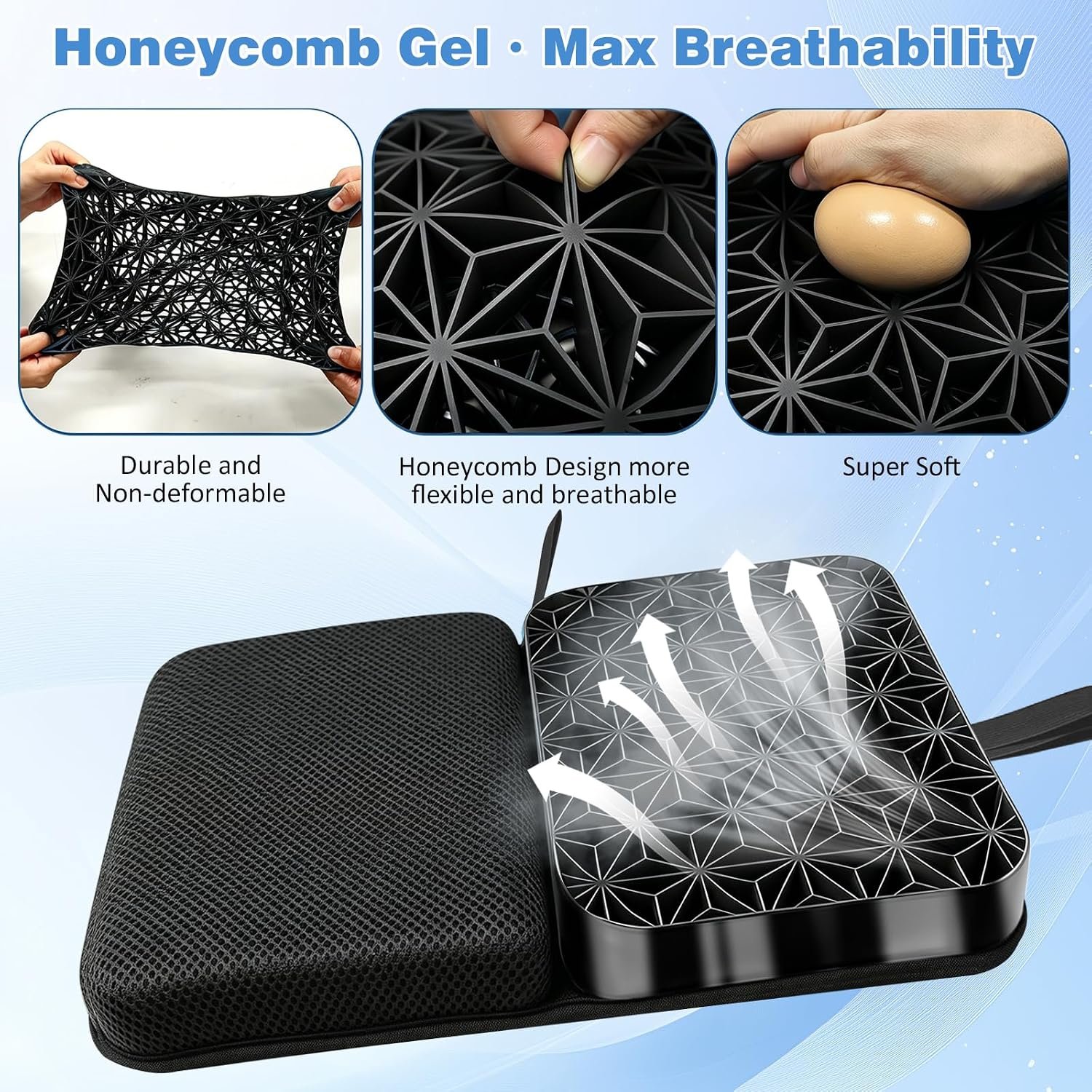 NEW-Vi Seat Cushion for Office cuscino da seduta pieghevole 16 x 12 pollici gel