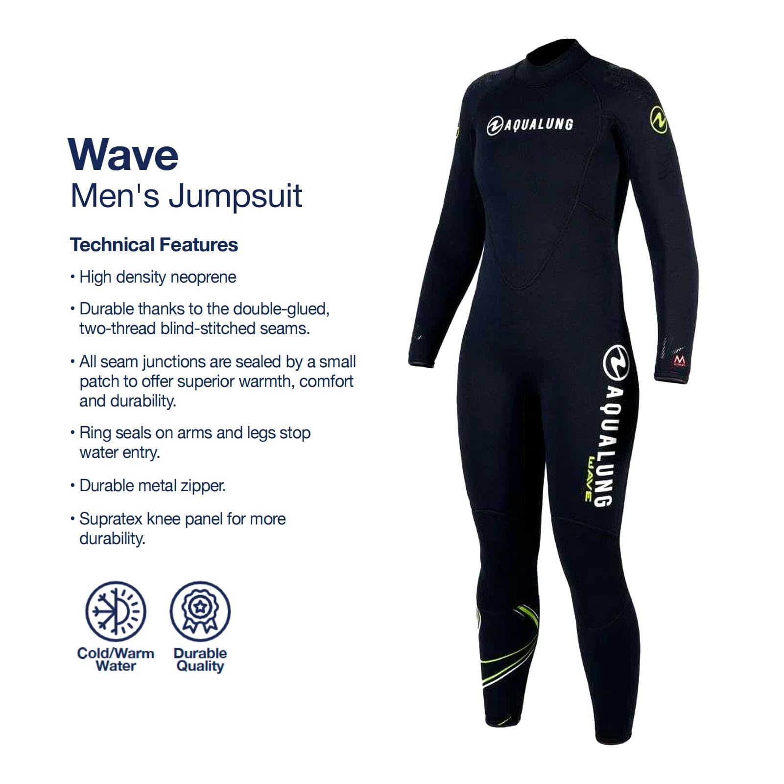 Aqualung Mute umide Wave muta uomo 3 mm nero verde 2XL