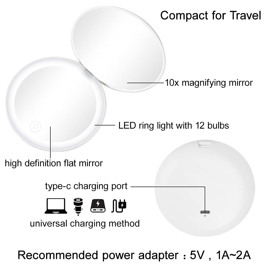 NEW-Vi Beauty Mirror Milishow specchietto cosmetico LED