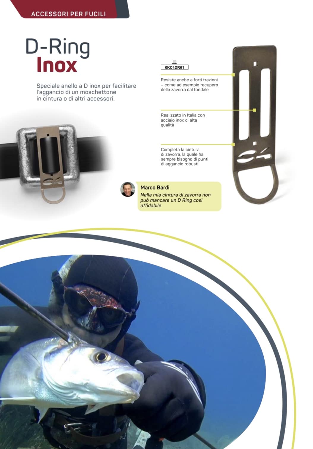 C4 Belts and Weights D-Ring anello inox per cintura zavorra