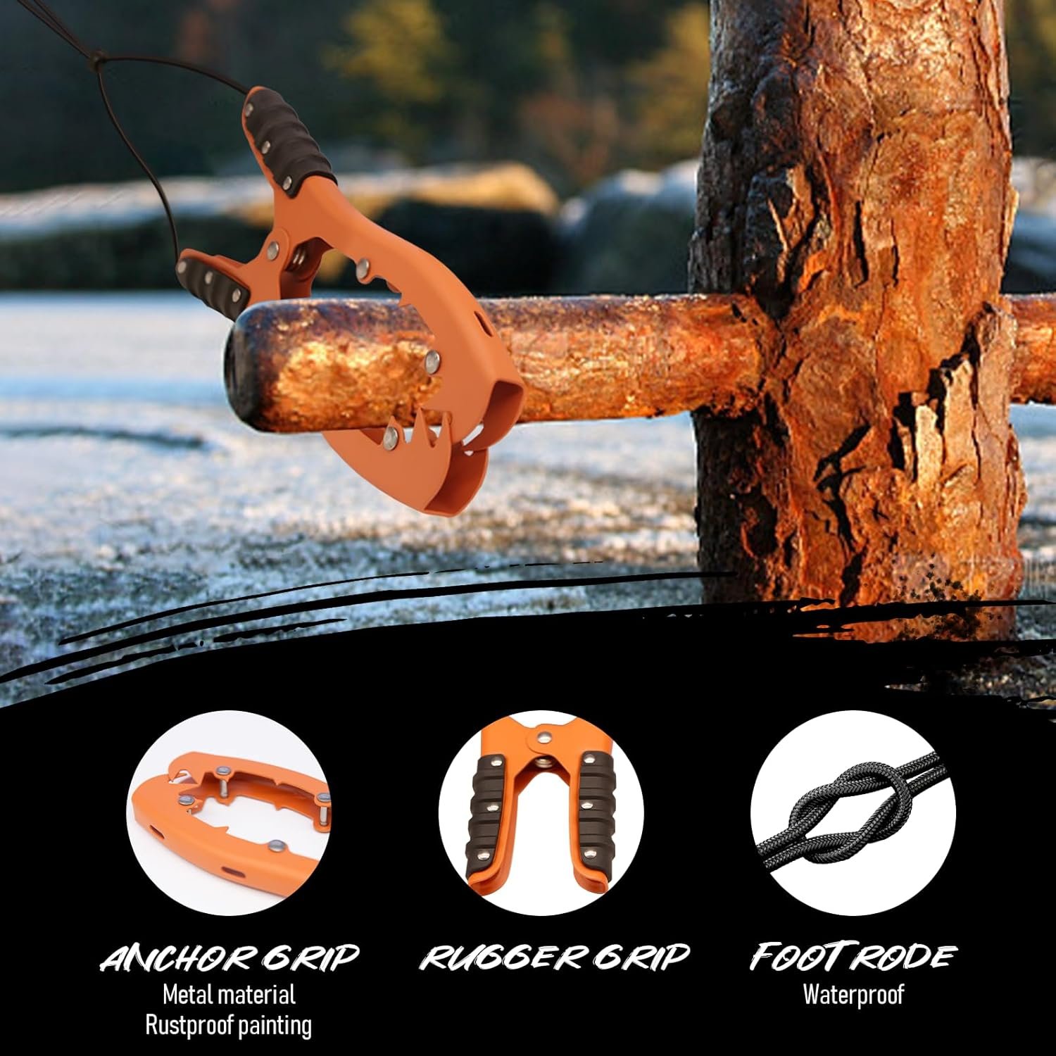 NEW-Vi Kayak Anchor Grip pinza per ancora da kayak con paracord 16,4 piedi
