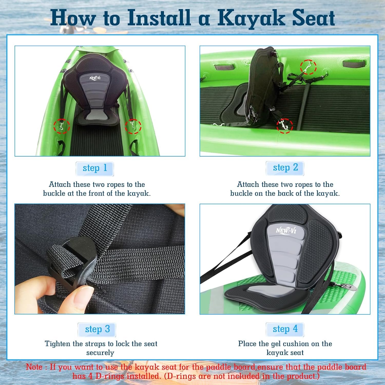 NEW-Vi Kayak Seat sedile kayak con schienale alto regolabile