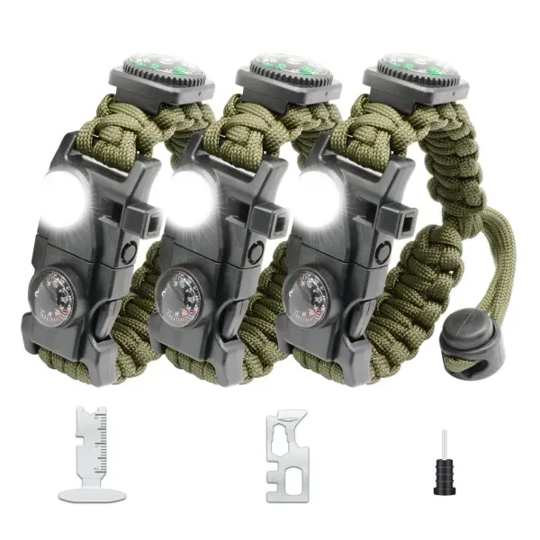 NEW-Vi Survival Paracord Bracelet NVioAsport 20 in 1 verde 3 pezzi
