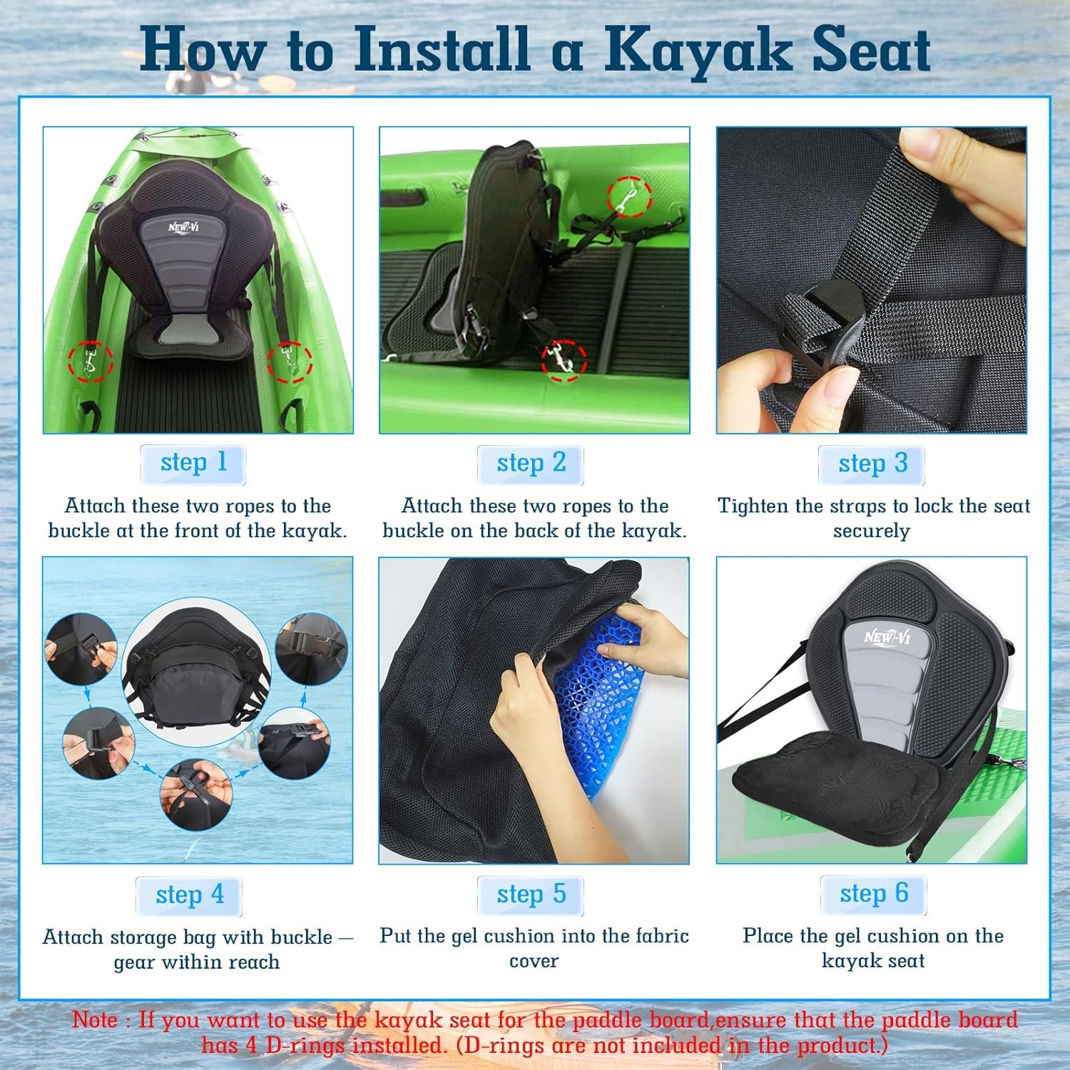 NEW-Vi Kayak Seat sedile kayak deluxe con cuscino in gel e borsa