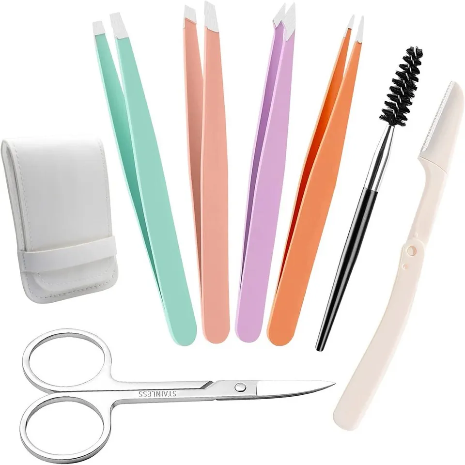 NEW-Vi Eyebrow Tweezer Set Milishow set pinzette sopracciglia 7 pezzi acciaio