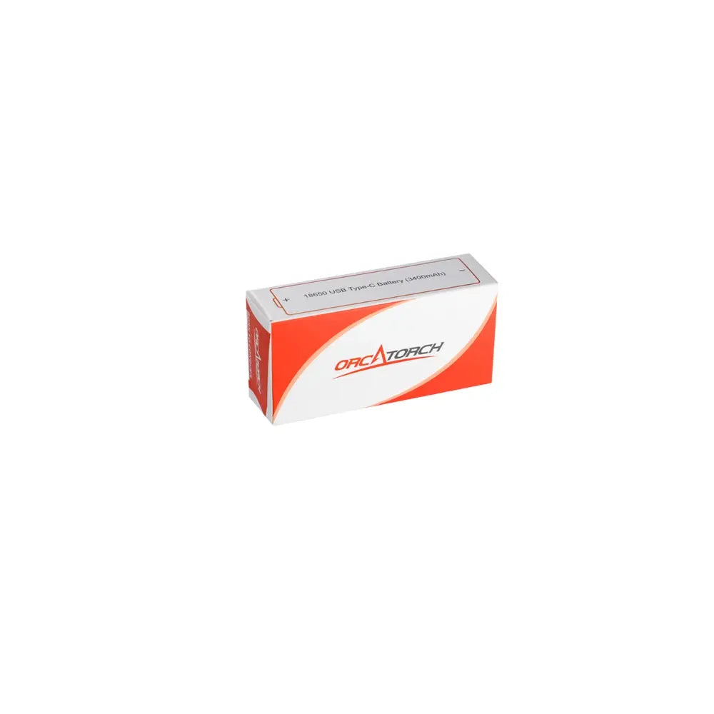 OrcaTorch Batteries & Chargers 18650 Batteria USB-C 3400 mAh